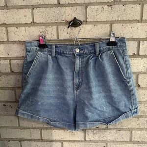 American Eagle Shorts Womens Size 10 Mom Short Cuffed High Rise Pleated Denim